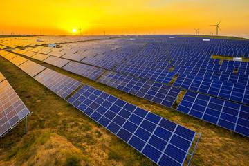 Aerial photography of the top solar photovoltaic panel base