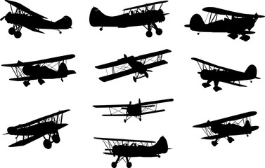Vintage Plane Silhouette Shape Vector © Loveleen