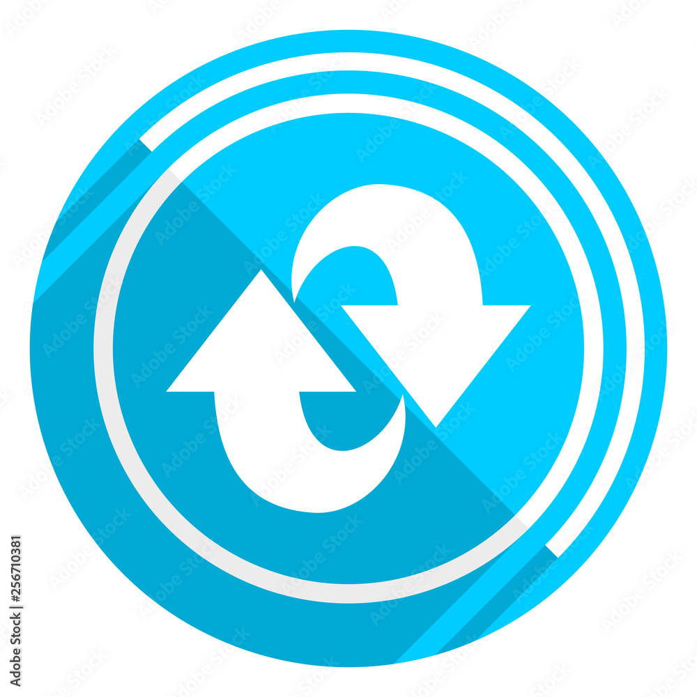 Aufkleber rotation flat design blue web icon, easy to edit vector illustration for webdesign and mobile applic