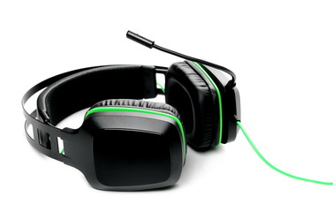 Black gaming headset isolated on white