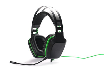 Black gaming headset isolated on white