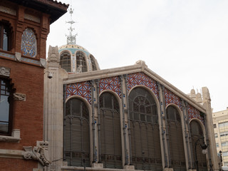 Valencia, Sapin - Dec 20, 2018: The Central Market of Valencia or, Mercat Central is a public market located in across from the Llotja de la Seda and the church of the Juanes in Valencia, Spain.