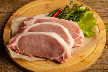 Raw pork steak