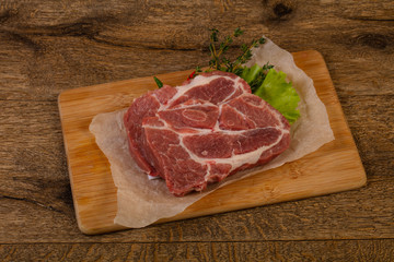 Raw pork steak