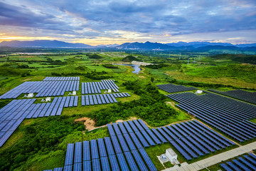 Aerial solar photovoltaic panel under aerial illumination