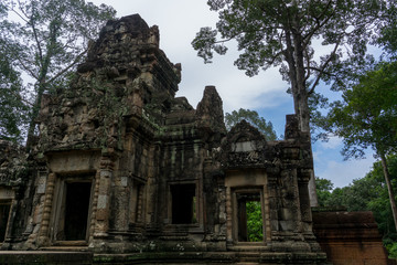 Beautiful Khmer temple in the vibrant forests of Cambodia