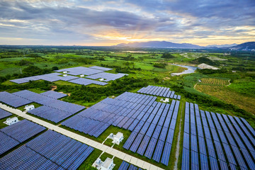 Aerial solar photovoltaic panel under aerial illumination