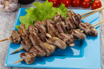 Chicken hearts skewer