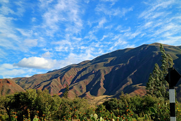 Fototapeta na wymiar Beautiful Mountain Ranges of Ollantaytambo, Sacred Valley of the Incas, Urubamba, Cusco, Peru