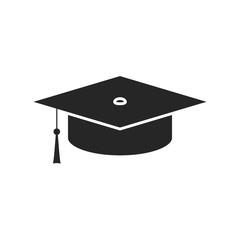 Graduation cap flat icon on white background, for any occasion