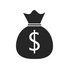 Money bag flat icon on white background, for any occasion