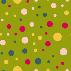 Colored circles seamless pattern. Polka dot background.