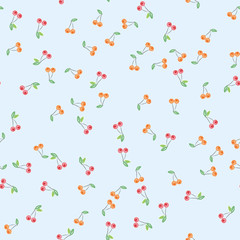 Red cherries seamless pattern.