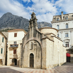 Fototapeta na wymiar Religious architecture. Montenegro, Old Town of Kotor, UNESCO-World Heritage Site. Church of St Luke