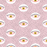 Seamless abstract pattern with eyes. Vector background.	