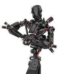 mega black robot super drone in a white background
