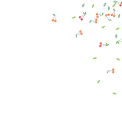 Bright background with cherries and leaves.