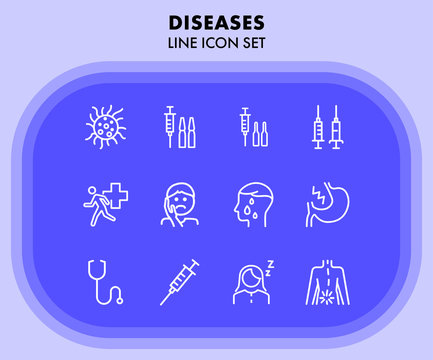 Diseases line icon set