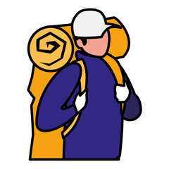 adventurous man with travelbag