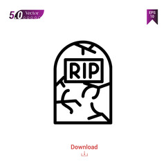 Outline tombstone icon isolated on white background. Popular icons for 2019 year. holiday-compilation. Graphic design, mobile application, logo, user interface. EPS 10 format vector