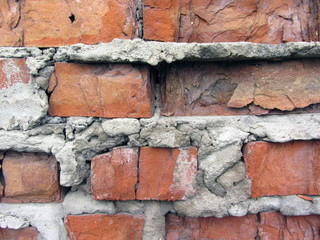 old red brickwork delaminating brick rough