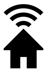 Home wifi symbol icon - black simple, isolated - vector