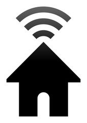 Home wifi symbol icon - black gradient, isolated - vector