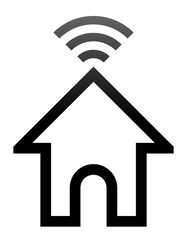 Home wifi symbol icon - black gradient outline, isolated - vector