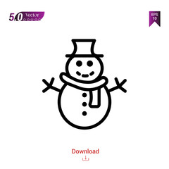 Outline snowman icon isolated on white background. Popular icons for 2019 year. holiday-compilation. Graphic design, mobile application, logo, user interface. EPS 10 format vector