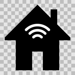 Home wifi symbol icon - black simple, isolated - vector