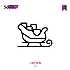 Outline sledge  icon isolated on white background. Popular icons for 2019 year. holiday-compilation. Graphic design, mobile application, logo, user interface. EPS 10 format vector