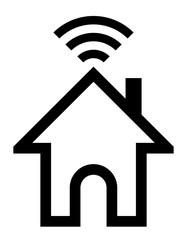 Home wifi symbol icon - black simple outline, isolated - vector