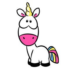 Fototapeta na wymiar Little Unicorn cartoon illustration isolated image animal character 