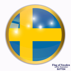 Bright button with flag of Sweden. Happy Sweden day background. Bright illustration with flag.