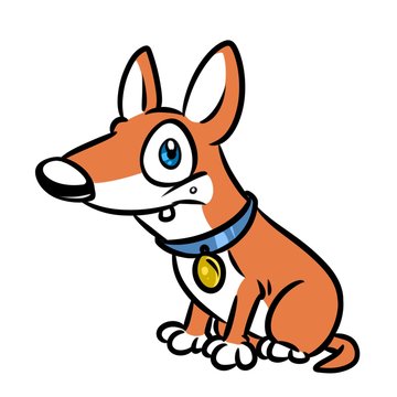 Dog big eyes cartoon illustration isolated image animal character pet 