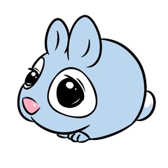 cute blue rabbit cartoon illustration isolated image 