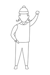 girl wearing winter clothes black and white