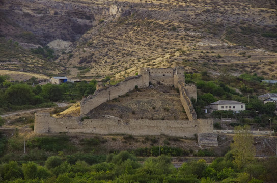 View to ruins of medieval Askeran Fortress. Nagorno-Karabakh Republic
