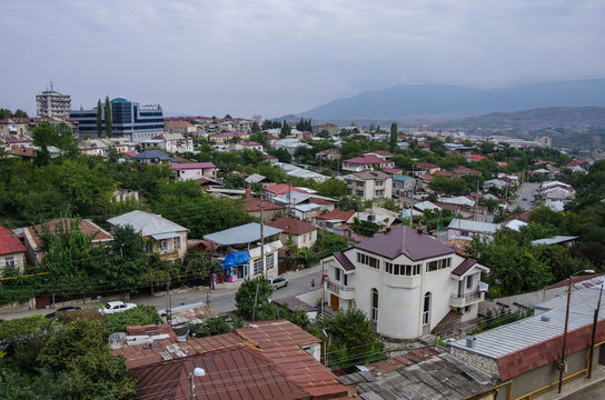 Aerial top view of Stepanakert  the capital of Nagorno-Karabakh (Artsakh) region.