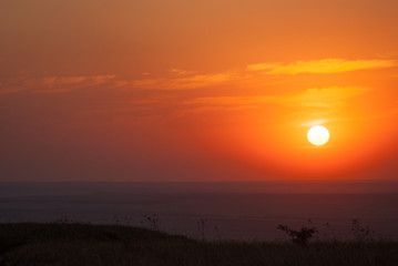 sunset in steppe