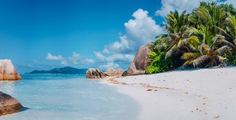 Selbstklebende Fototapete Anse Source D'Agent, Insel La Digue, Seychellen Spectacular Anse Source d'Argent beach on island La Digue in Seychelles. Paradise relaxation summer vacation concept