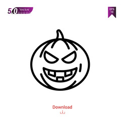 Outline pumpkin icon isolated on white background. Popular icons for 2019 year. holiday-compilation. Graphic design, mobile application, logo, user interface. EPS 10 format vector