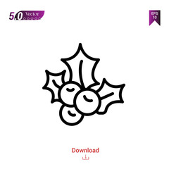 Outline mistletoe  icon isolated on white background. Popular icons for 2019 year. holiday-compilation. Graphic design, mobile application, logo, user interface. EPS 10 format vector