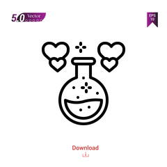 love-potion valentine icons vector for valentine's day isolated on white background. Line pictogram. Graphic design, mobile application, logo, user interface. Editable stroke. EPS10 format vector