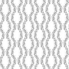 Hand drawn pen grayscale seamless pattern. For surface design, invitation, product design, printing, save date cards, wallpaper. Olive branch, olive leaf. Plain and rustic.