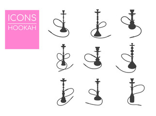 Hookah vector illustration. Hookah icons.  Silhouette of hookah