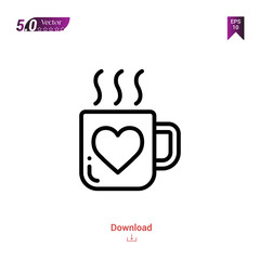 hot-chocolate valentine icons vector for valentine's day isolated on white background. Line pictogram. Graphic design, mobile application, logo, user interface. Editable stroke. EPS10 format vector