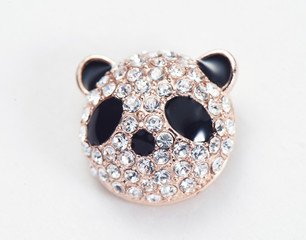 Panda diamond brooch white background