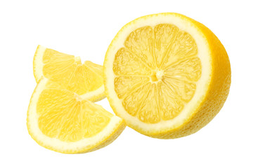 lemon with slices isolated on white background. healthy food