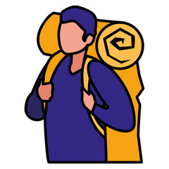 adventurous man with travelbag